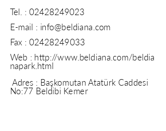 Beldiana Park Hotel iletiim bilgileri